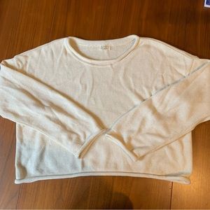 Cotton cream-colored cropped sweater